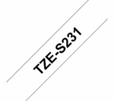 TZe-S231 schwarz auf weiss, extrastark klebend, laminiert